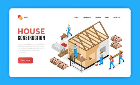 Photo for Construction landing page in isometric view - Royalty Free Image