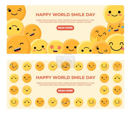 Photo for Hand drawn cartoon emoticons banner set - Royalty Free Image