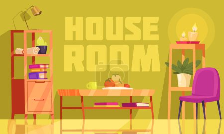 Photo for House room hand drawn cartoon composition - Royalty Free Image