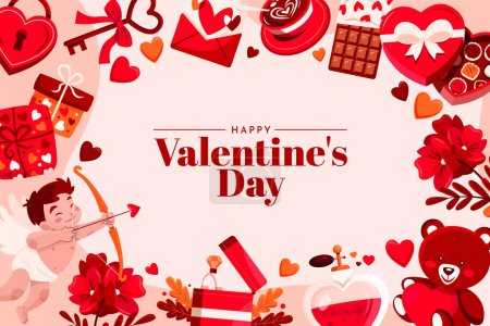 Photo for Flat Valentines day background - Royalty Free Image