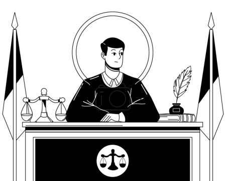 Téléchargez les photos : Illustration de justice en dessin à la main - en image libre de droit