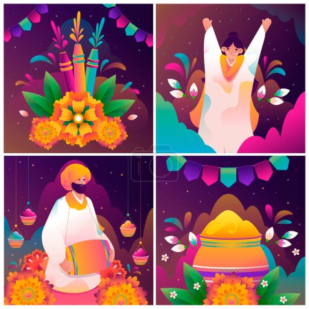 Téléchargez les photos : Ilustrations du festival Holi en dégradé - en image libre de droit