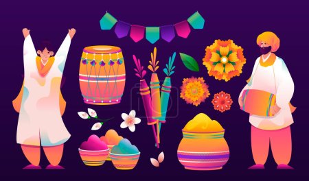 Photo for Holi festival elements in gradient style - Royalty Free Image