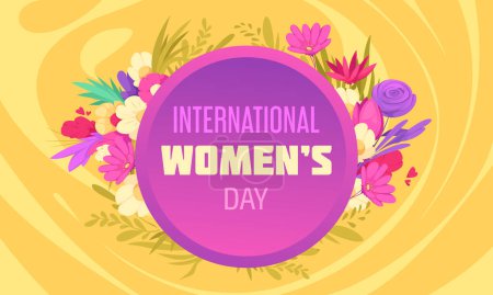 Photo for Hand drawn flat cartoon international women day background with - Royalty Free Image