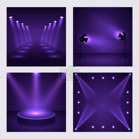 Foto de Realista 3d violeta luces mini composición conjunto - Imagen libre de derechos