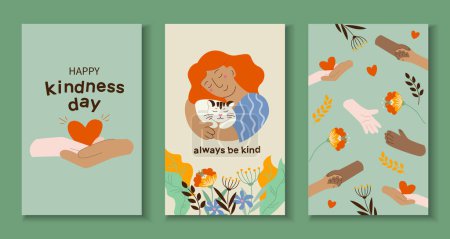 Téléchargez les photos : Cartes de gentillesse au design plat - en image libre de droit