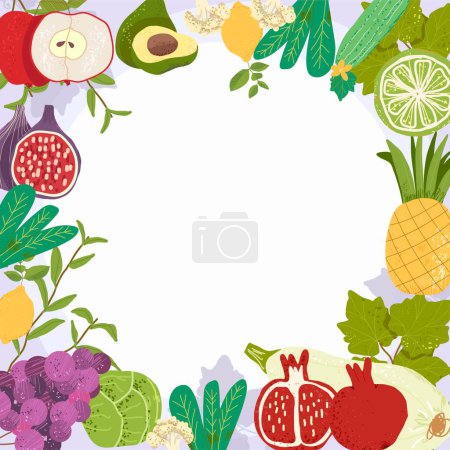 Photo for Vegetables hand drawn cartoon background template - Royalty Free Image