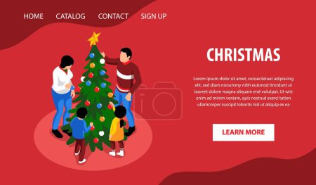 Téléchargez les photos : Page d'accueil de Noël en vue isométrique - en image libre de droit