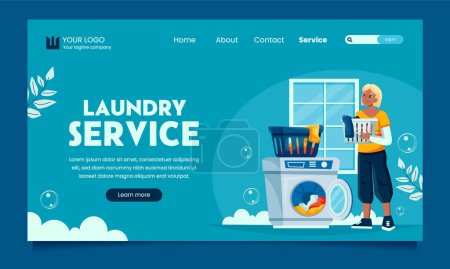 Photo for Laundry service landing page in flat design - Royalty Free Image