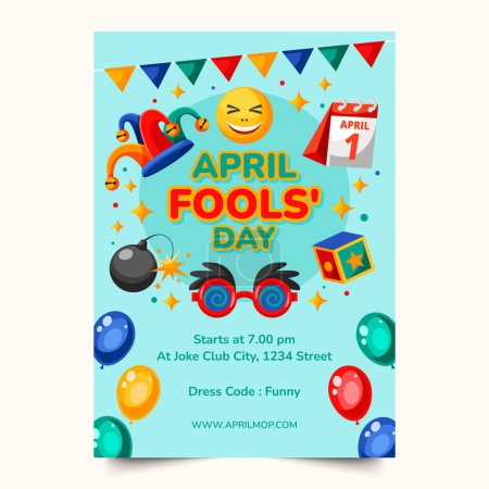 Photo for Hand drawn april fools day poster template with emojis - Royalty Free Image