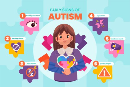 Photo for Autism infographics in flat design - Royalty Free Image