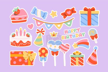 Photo for Colorful birthday stickers set collection - Royalty Free Image