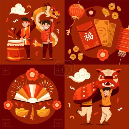 Photo for Flat Chinese new year compositions - Royalty Free Image