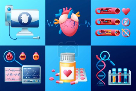 Photo for Gradient cardiovascular disease illustration set with anatomical - Royalty Free Image