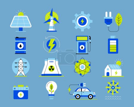 Téléchargez les photos : Symboles énergétiques en design plat - en image libre de droit