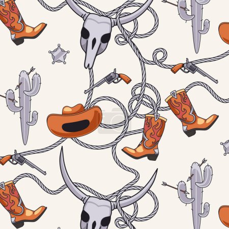 Photo for Wild west pattern in hand drawn design - Royalty Free Image