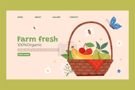 Hand drawn flat fruit harvest landing page template 