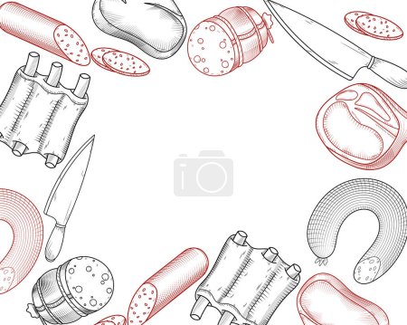 Photo for Butchery background in hand drawn style - Royalty Free Image