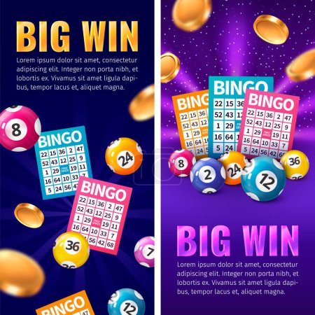 Photo for Realistic Bingo vertical banner template set collection with lot - Royalty Free Image