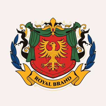 Foto de Emblema heráldico en diseño dibujado a mano - Imagen libre de derechos