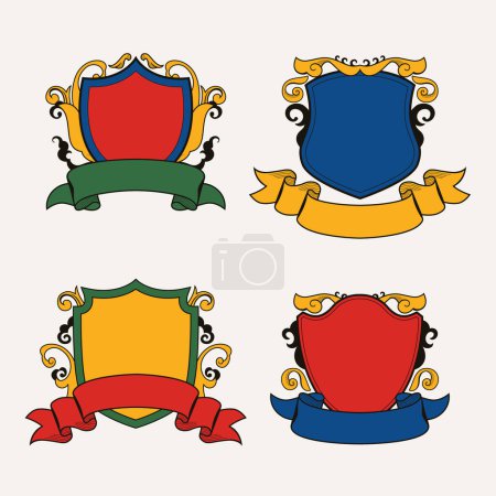 Foto de Emblemas heráldicos en diseño dibujado a mano - Imagen libre de derechos