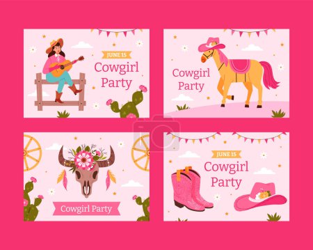 Photo for Cowgirl cards in flat design - Royalty Free Image