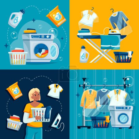 Photo for Laundry service illustrations in flat design - Royalty Free Image