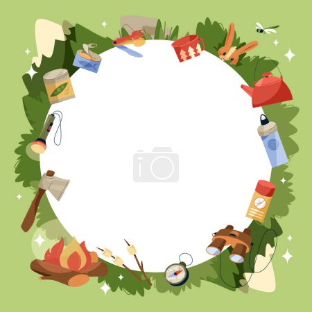 Photo for Hiking frame in flat design - Royalty Free Image