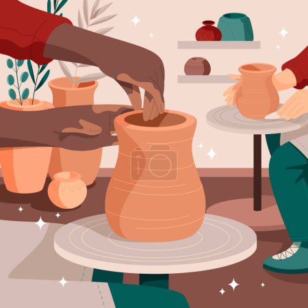 Téléchargez les photos : Illustration de poterie en design plat - en image libre de droit