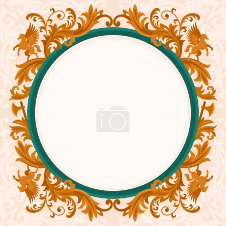 Photo for Hand drawn flat heraldic badge frame with victorian ornaments - Royalty Free Image