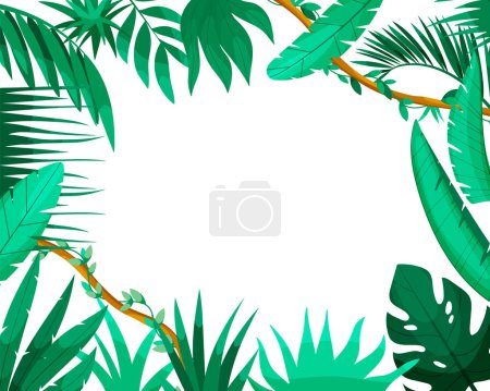 Téléchargez les photos : Fond jungle plat dessiné à la main avec des feuilles - en image libre de droit