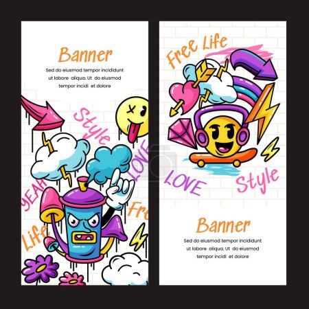 Photo for Graffiti banners in hand drawn design - Royalty Free Image