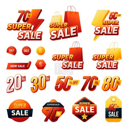 Photo for Super sale gradient stickers set - Royalty Free Image