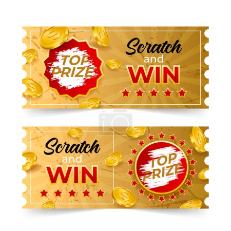 Lottery tickets with scratch effect in realistric style