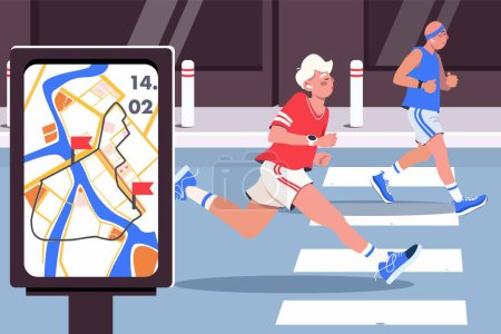 Téléchargez les photos : Illustration de marathon de ville en design plat - en image libre de droit