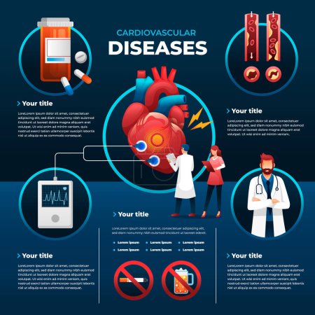 Foto de Plantilla de infografía de enfermedades cardiovasculares gradiente - Imagen libre de derechos