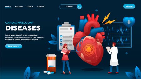 Photo for Gradient cardiovascular disease landing page template - Royalty Free Image