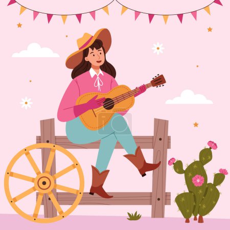 Photo for Cowgirl illustration in flat design - Royalty Free Image