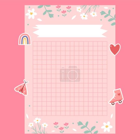 Foto de Nota de papel dibujado a mano con elementos decorativos en rosa - Imagen libre de derechos