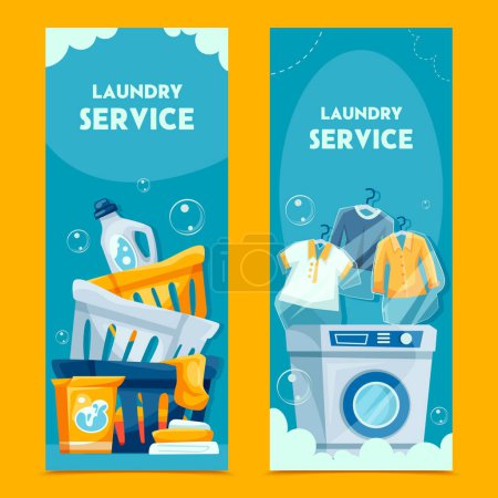 Laundry service vertical banners in flat design