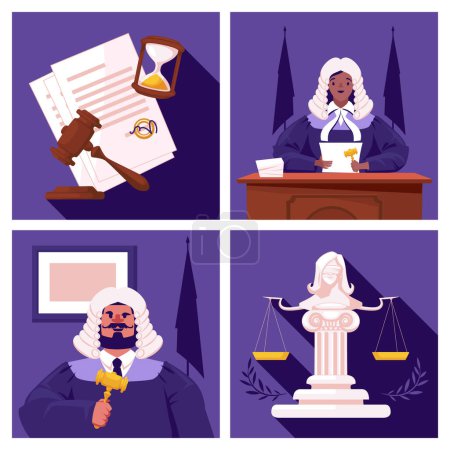 Téléchargez les photos : Illustrations de justice en design plat - en image libre de droit
