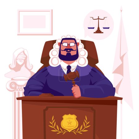 Téléchargez les photos : Illustration du juge en design plat - en image libre de droit