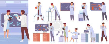 Photo for Science lab illustration and icons in flat design - Royalty Free Image