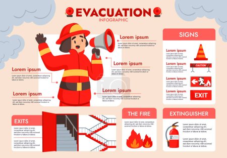 Foto de Infografías de evacuación en diseño plano - Imagen libre de derechos