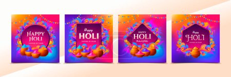 Photo for Holi festival cards in gradient style - Royalty Free Image