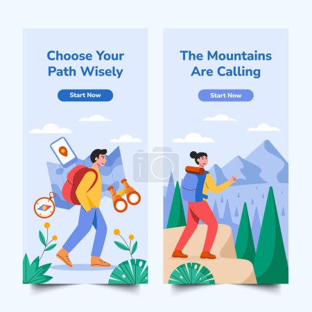 Photo for Hiking banners in flat design - Royalty Free Image