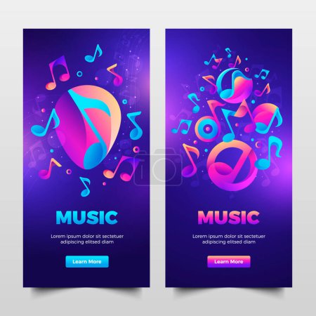 Photo for Music banner templates in gradient style - Royalty Free Image