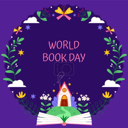Téléchargez les photos : Cadre Journée mondiale du livre en design plat - en image libre de droit