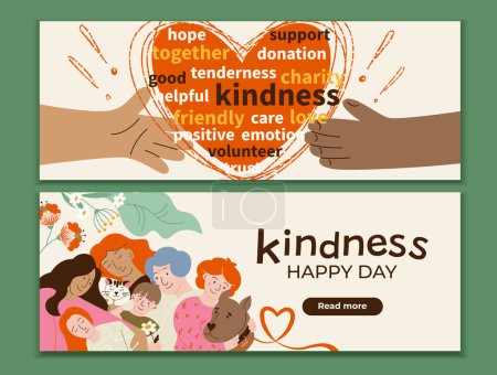 Téléchargez les photos : Bannières de gentillesse dans un design plat - en image libre de droit