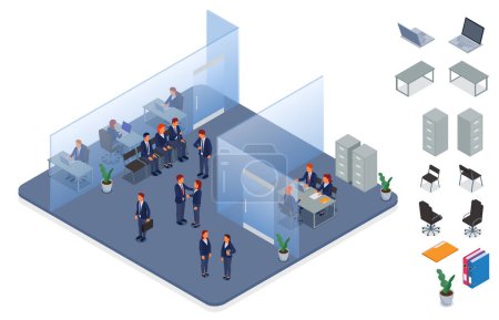 Photo for Recruiting agency isometric cartoon icons and illustration set - Royalty Free Image